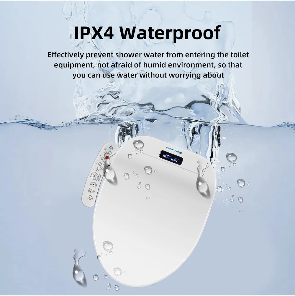 Smart Toilet Seat Cover - Water&Energy Saving, Instant Heating, Self-Cleaning, LED Night Light-Efficient Hygienic Bathroom Lid