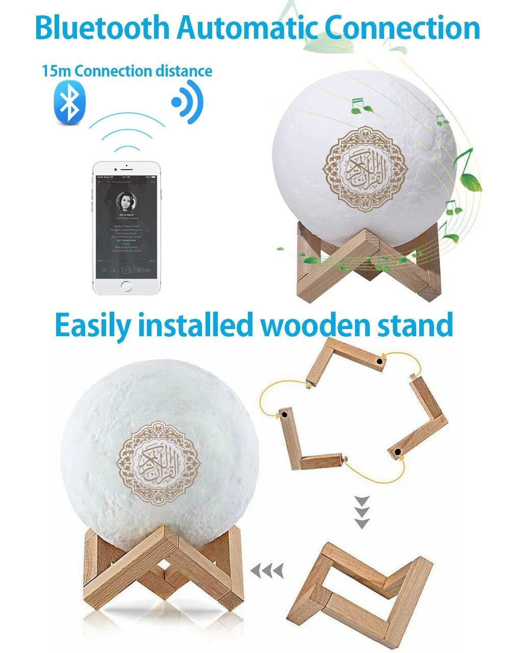 Bright Lamp Quran Islam Arab Muslim Koran Azan Wireless Bluetooth Speaker Portable Night Light Holy Ramadan Islamic Arabic Mp3
