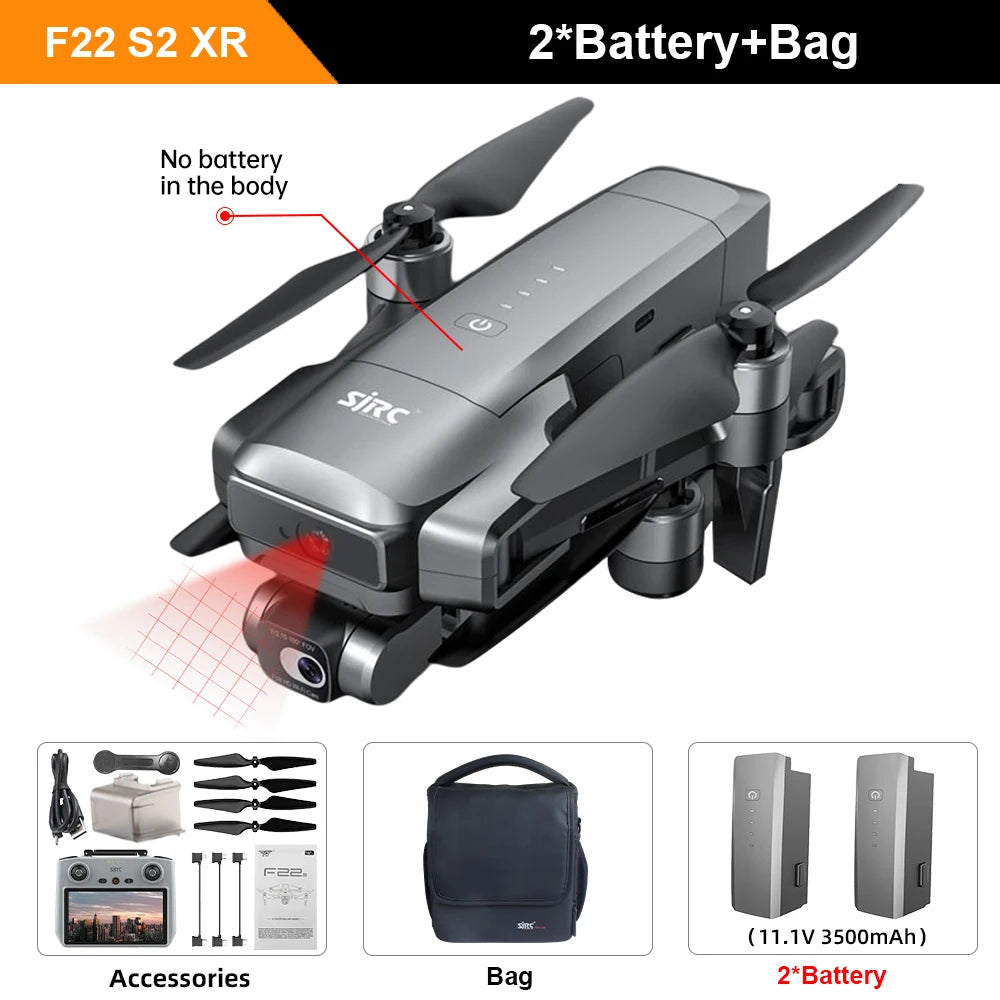 4K GPS Camera Drone with Obstacle Avoidance and Gimbal - Tidesmit F22 S2 XR Pro 2B CB Tidesmit