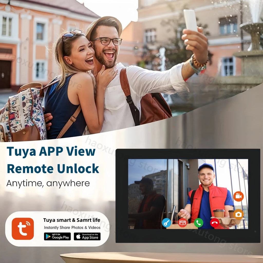 1080P Tuya Smart WIFI Doorbell Camera Apartment Video Intercom 2 Wires 7/10 Inch Wireless WIFI IPS Touch Monitor 5-in-1 Unlock