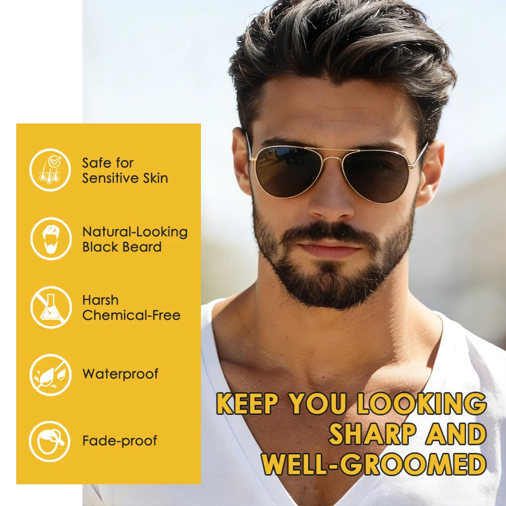 5pcs Instant Hair Dye Black Beard Shampoo for Men Natural Beard Coloring Temporary Blackening Moustache Shampoo Wash convenient
