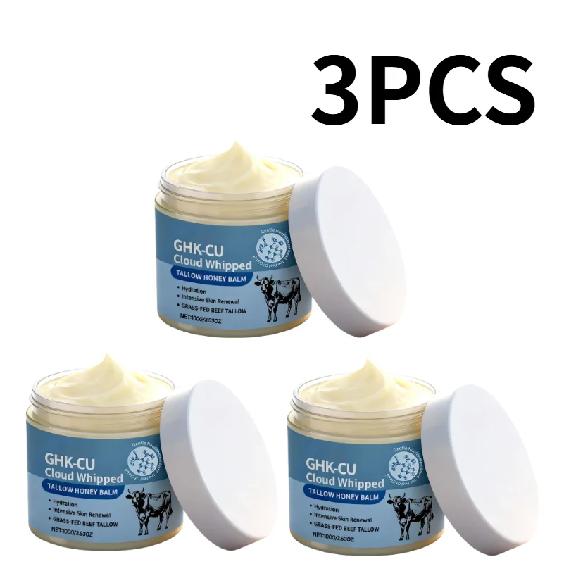 GHK-CU Cloud Whipped Tallow Honey Balm 100g Grass-Fed Beef Tallow, Intensive Hydration & Skin Renewal,Moisturizer for Face Body