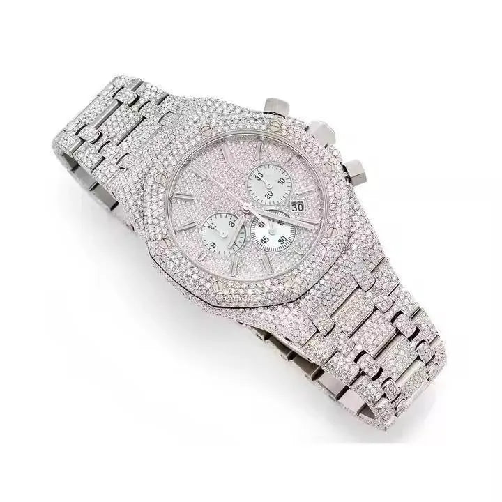 Wholesale Customized High Quality Iced Out Men's Mechanical Diver Watch Water Resistant with Moissanite & Diamond Tester