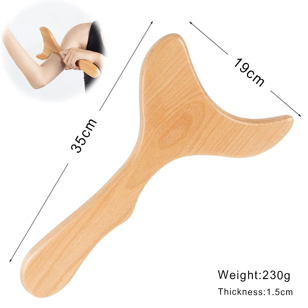Wooden Lymphatic Drainage Massager Tool for Targeted Body Contouring Back Massage Instrument Body Gua Sha A Tidesmit