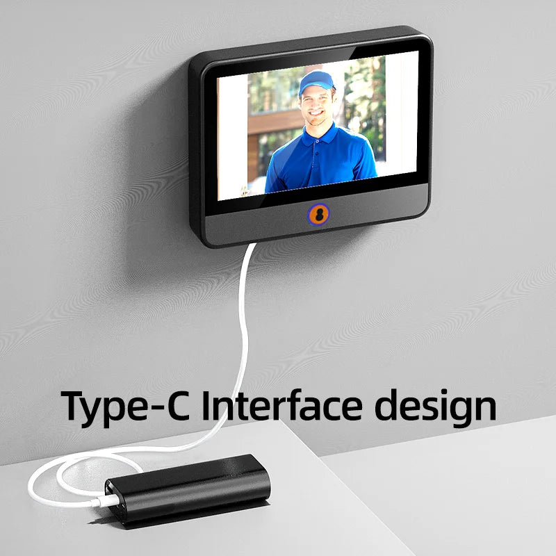 Danmini 4.3 Inch Doorbell Peephole Mobile Tuya App Remote Control Digital Door Viewer Night Vision 1080P 2MP Cat Eye Door Camera