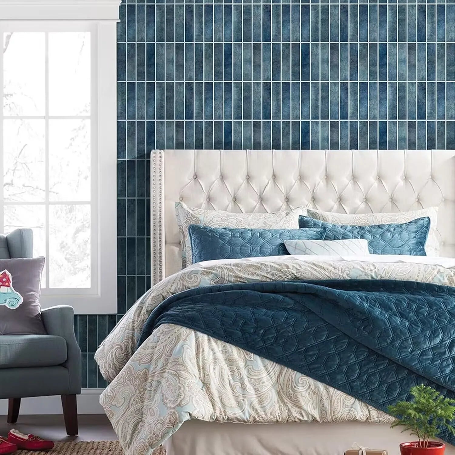 5 Sheets Stick Backsplash Tile- 3D Self Adhesive Peel and Stick Backsplash for Kitchen, Bathroom -Sticky Mosaic Wall Tiles