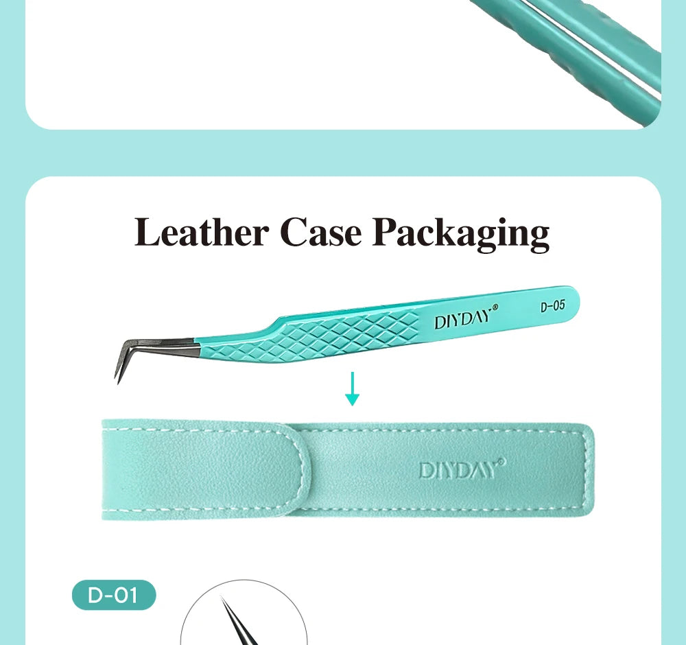 Eyelash Extension Tweezers D-01 | Precision Fiber Tip for Salon Results False Eyelashes Tidesmit