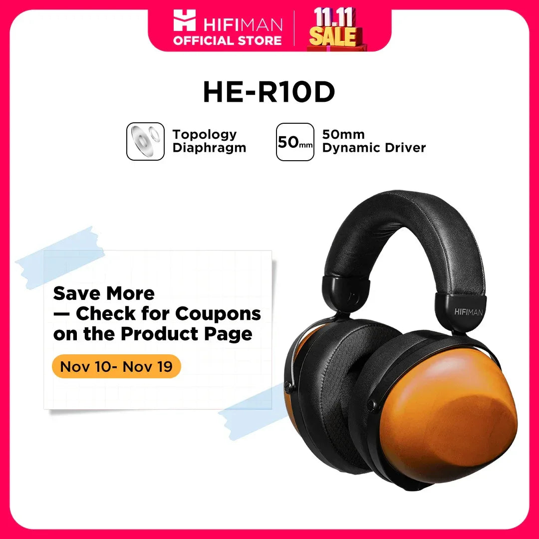 HIFIMAN HE-R10D Dynamic Topology Driver Close-Back Over-Ear Headphones for Home, Studio and Recording-Wired & Wireless Version Tidesmit