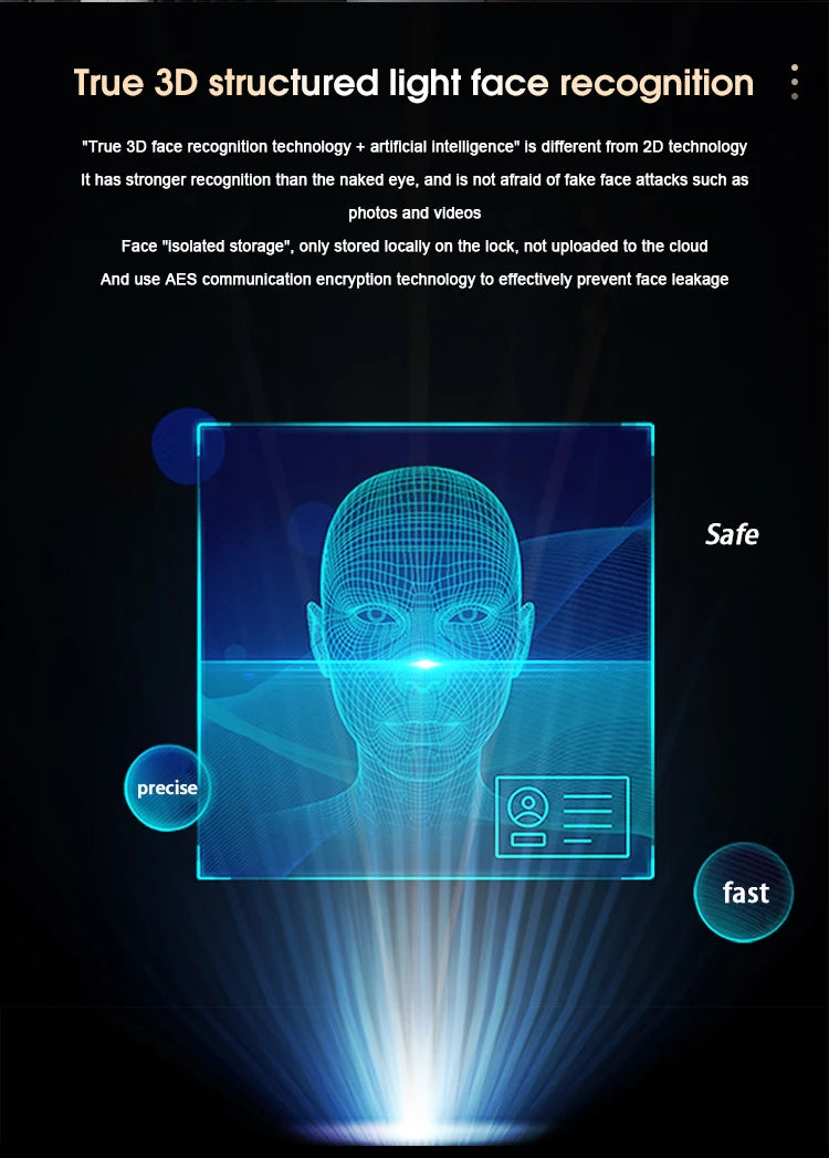 Electric  3D Face Recognition Smart Doorlock Fingerprint Biometric Password Full Automatic Wifi Door Lock with Camera