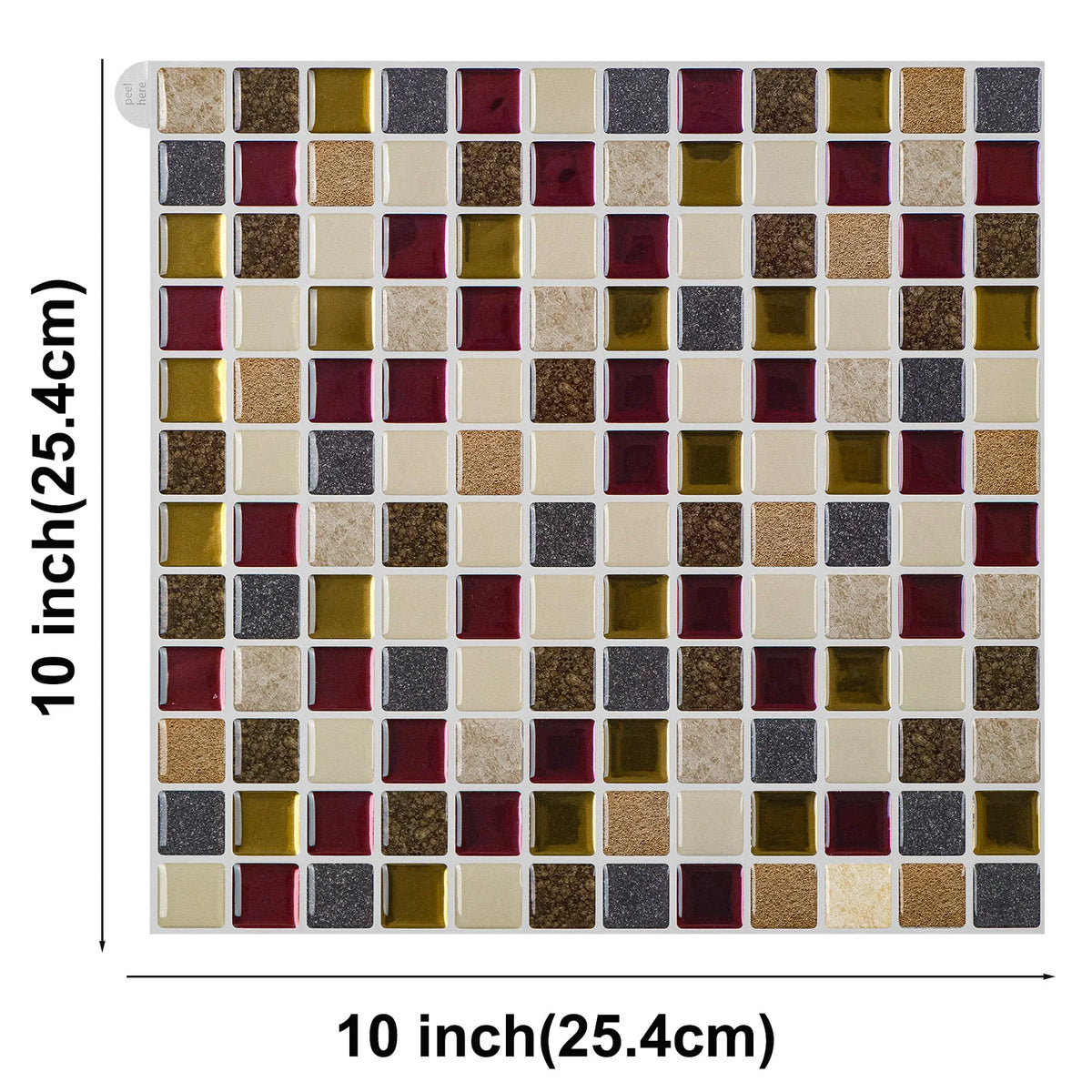10 in color swatch grid for 3D mosaic brick wall vinyl tile stickers