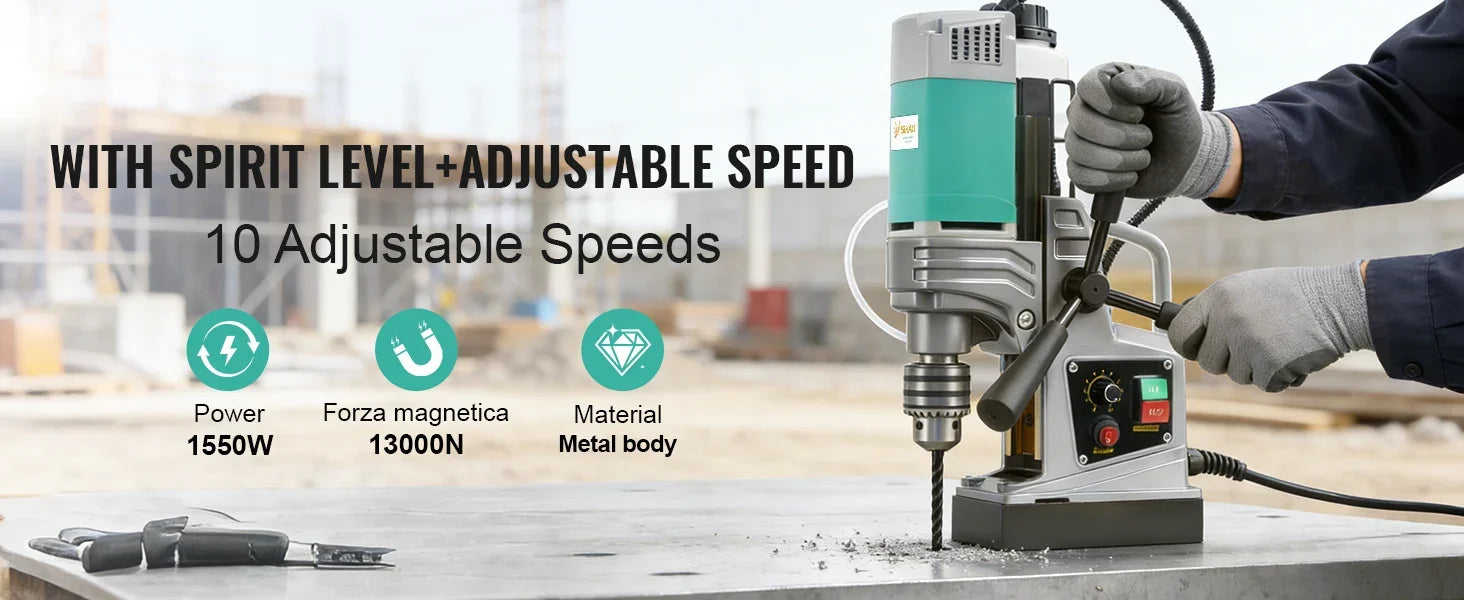 SIHAO Electric Magnetic Drill Machine 1450W/1550W 1.57/2" Max Drill Diameter 750 820 RPM Industrial Boring Tool
