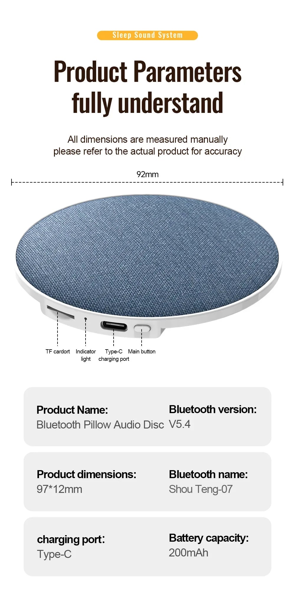 Bedside Sleep-enhancing Audio Ultrasonic Pillow-top Sleep Aid Speaker High Dynamic Sound Quality Bluetooth Speaker 2026 NEW