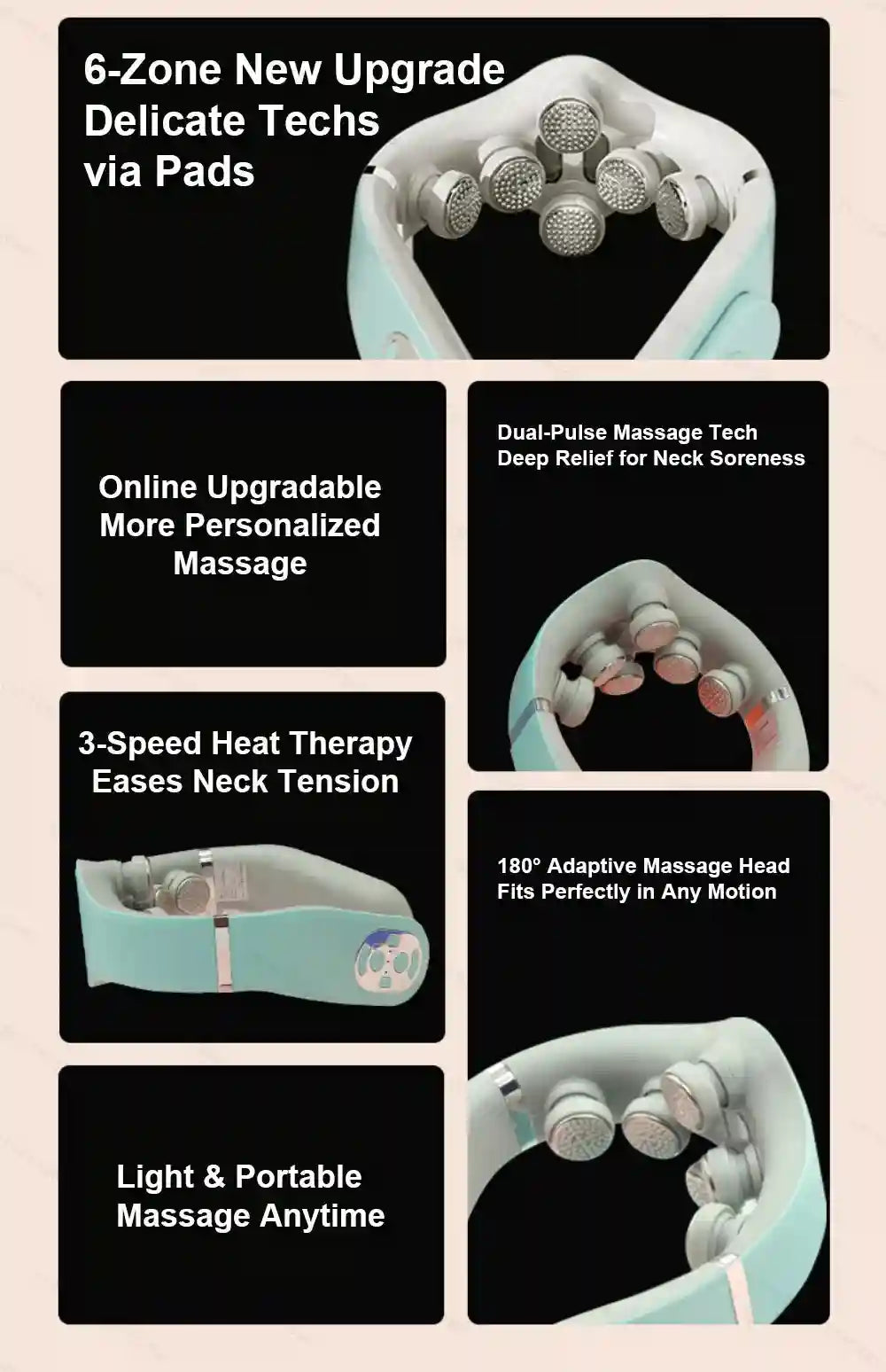 Cervical Neck Massager - TENS Pulse Heat Therapy for Muscle Relief Eye Massage Instrument Tidesmit