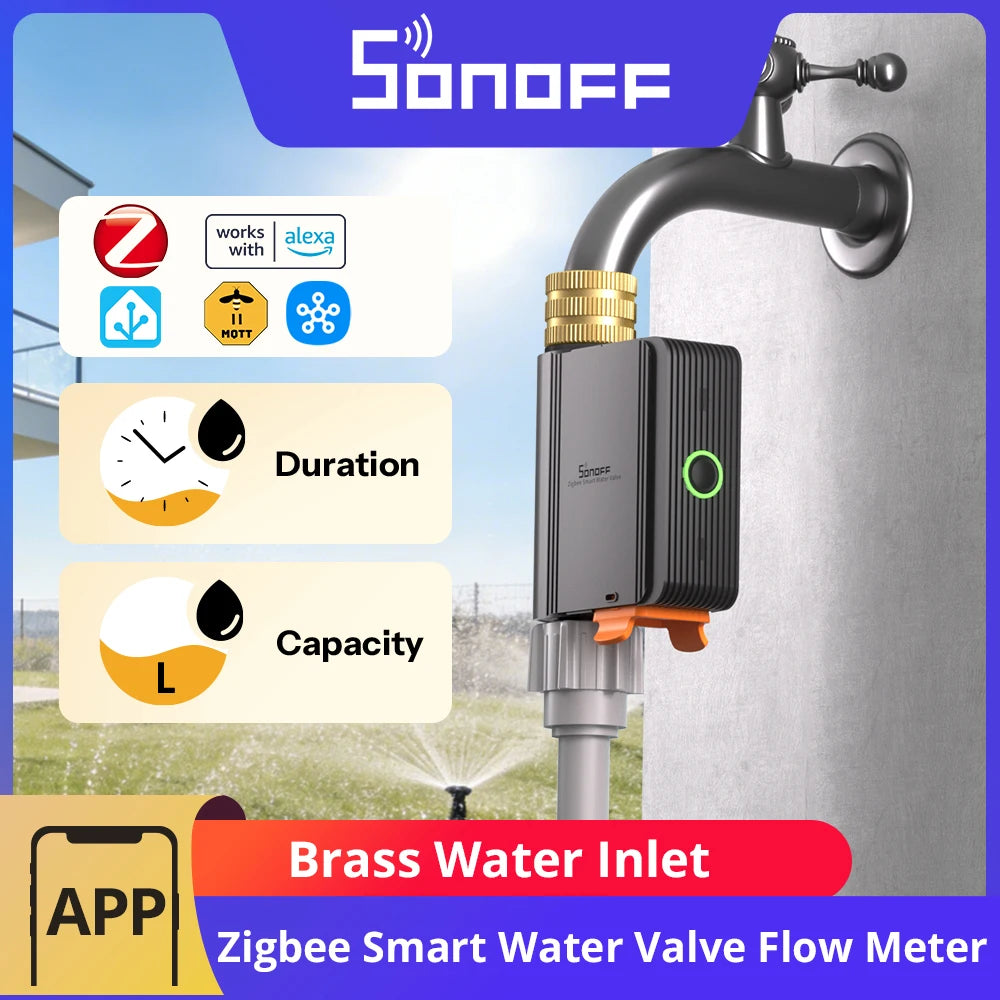 SONOFF Smart Water Valve Hydro Series Hydro ONE Zigbee With Flow Meter Brass Water Inlet Apple Home SWV-ZFE SWV-ZFU