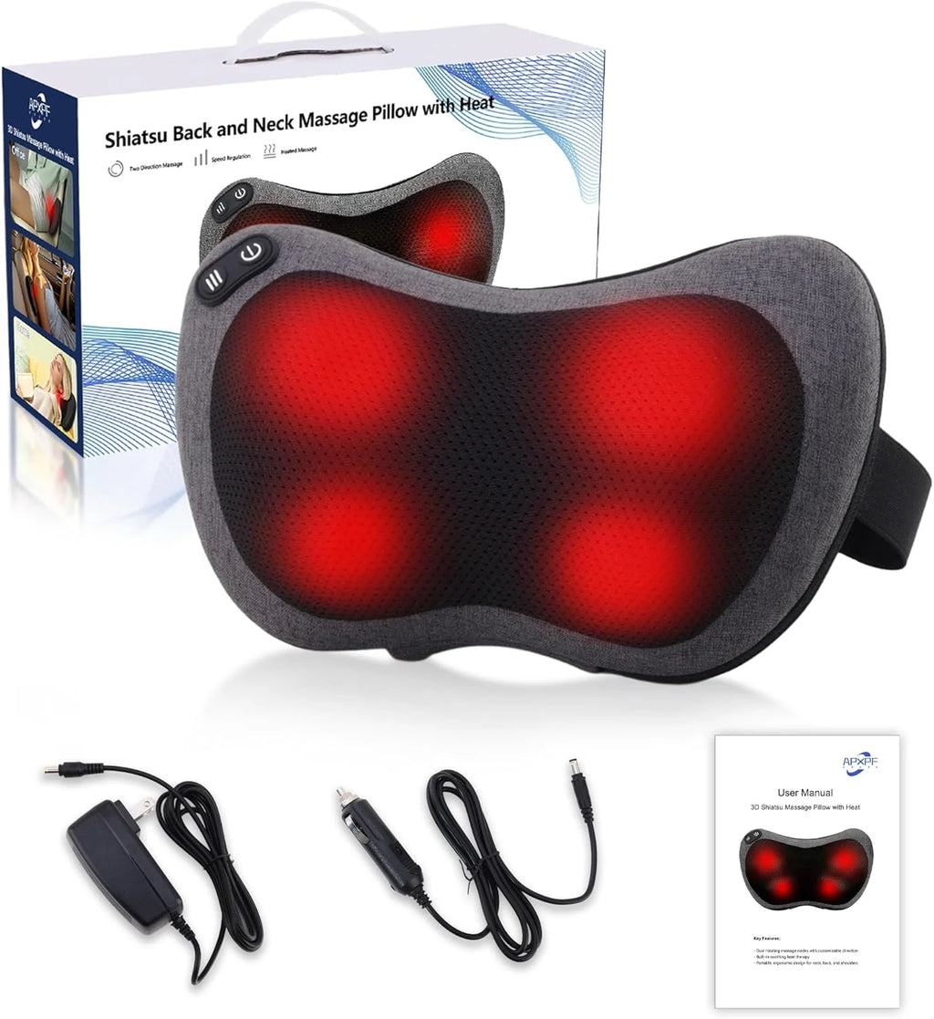 Shiatsu Neck and Back Massager with Heat - Deep Tissue Muscle Relief Massage Cushion Tidesmit