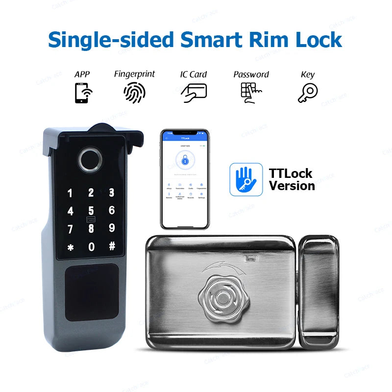 TTLock WIFI Version Double Side Fingerprint Waterproof Outdoor Gate Passcode Rfid Card Keyless Smart Door Lock