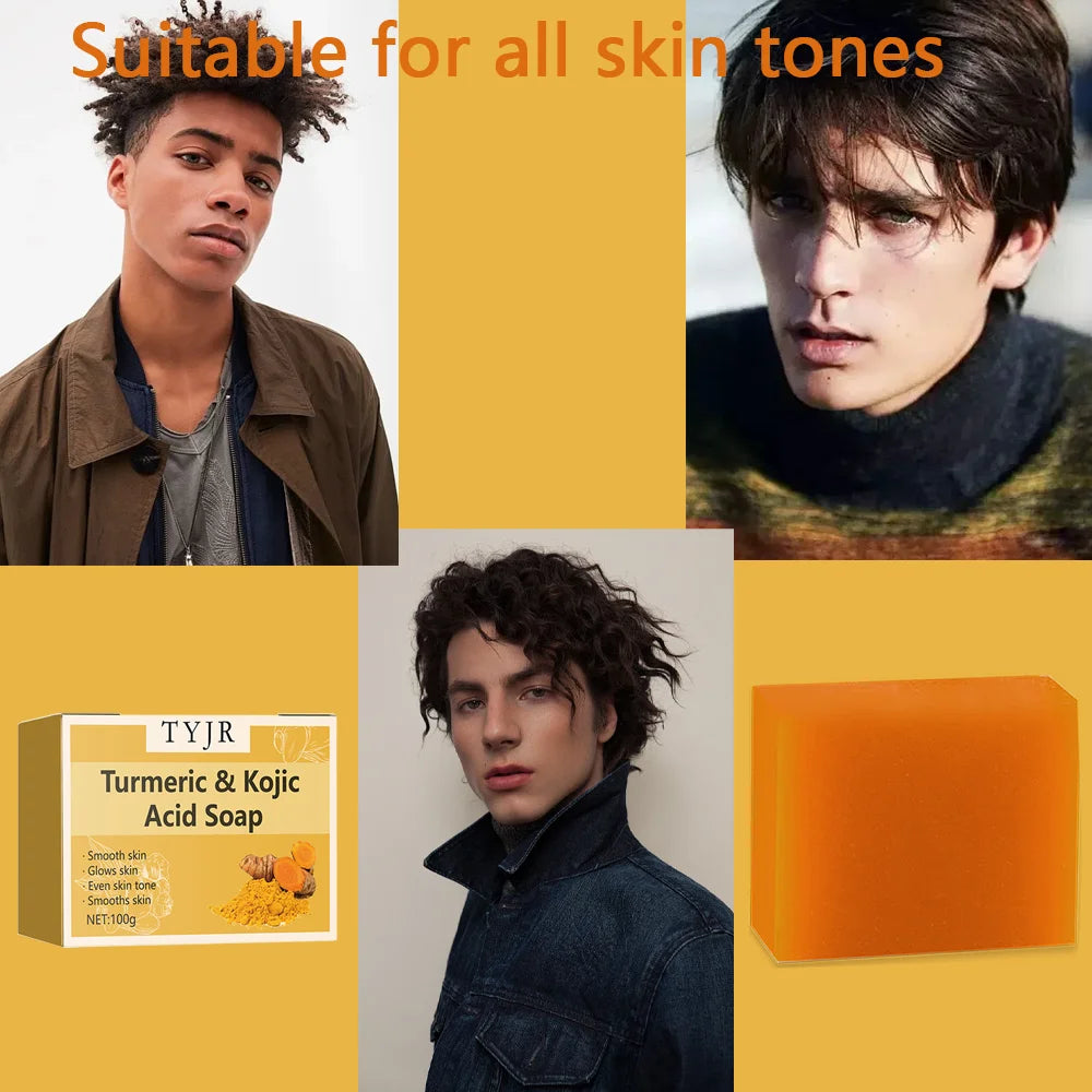 Lemon Turmeric Acid Soap - Deep Cleansing and Moisturizing, Contains Vitamin E and Olive Oil, Handmade, Suitable for Hair, Face, and Body, Suitable for All Skin Types, Lemon Turmeric Soap