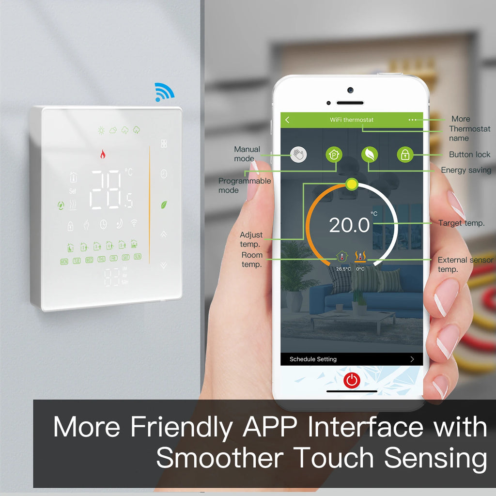 MOES Thermostat WiFi Wireless Room Temperature Controller of Water/Electric Floor Heating Gas Boiler Humidity Tuya Alexa Google