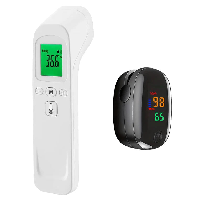 Finger Pulse Oximeter& Non-Contact Infrared Thermometer-Digital LCD Thermometer for Adults & Infants,Ear Temperature Measurement