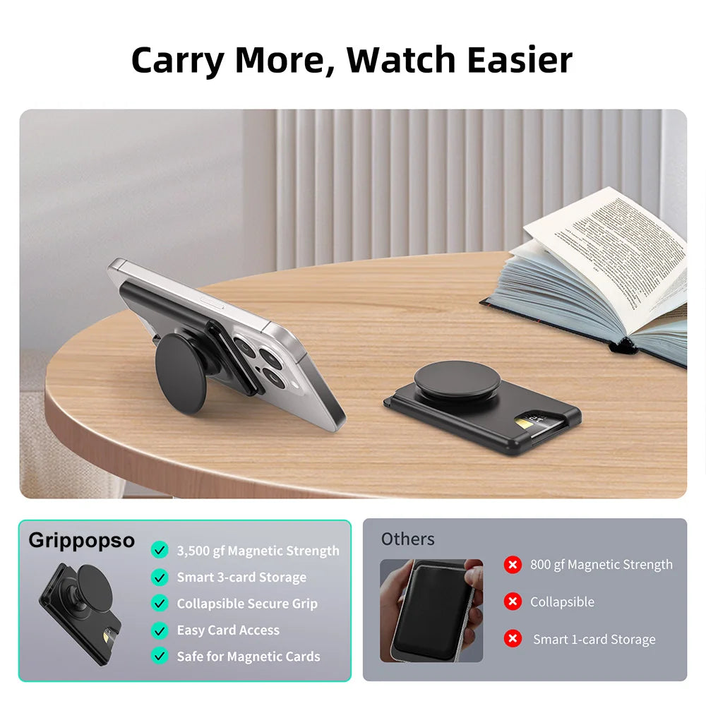 Magnetic Phone Wallet Case with Grip - Slim Shock-Absorbing Cover Tidesmit