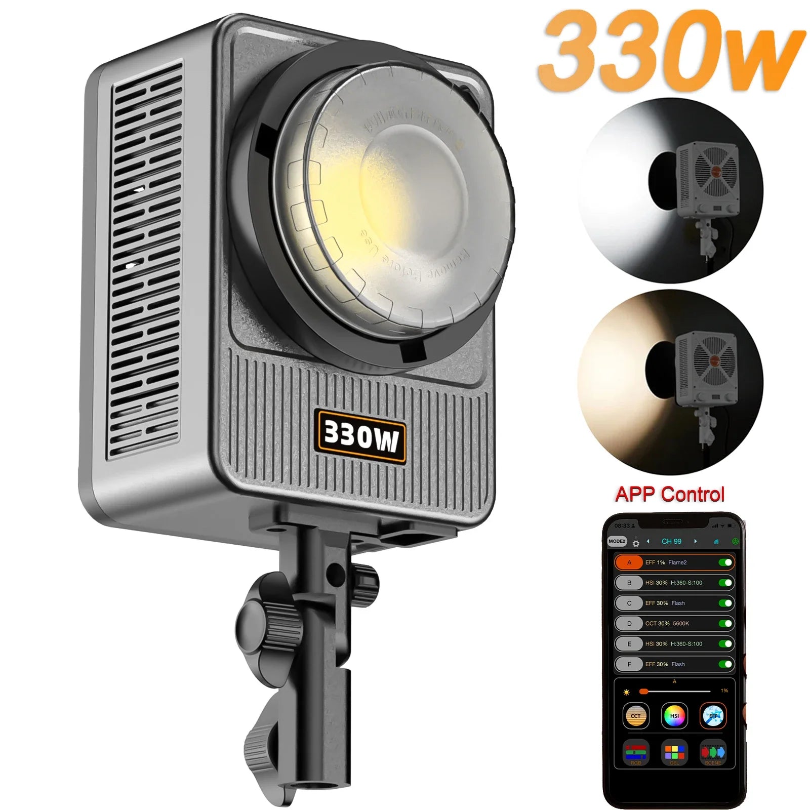 330W LED Video Light Studio Spotlight - Bowens Mount NA330 Pro Tidesmit