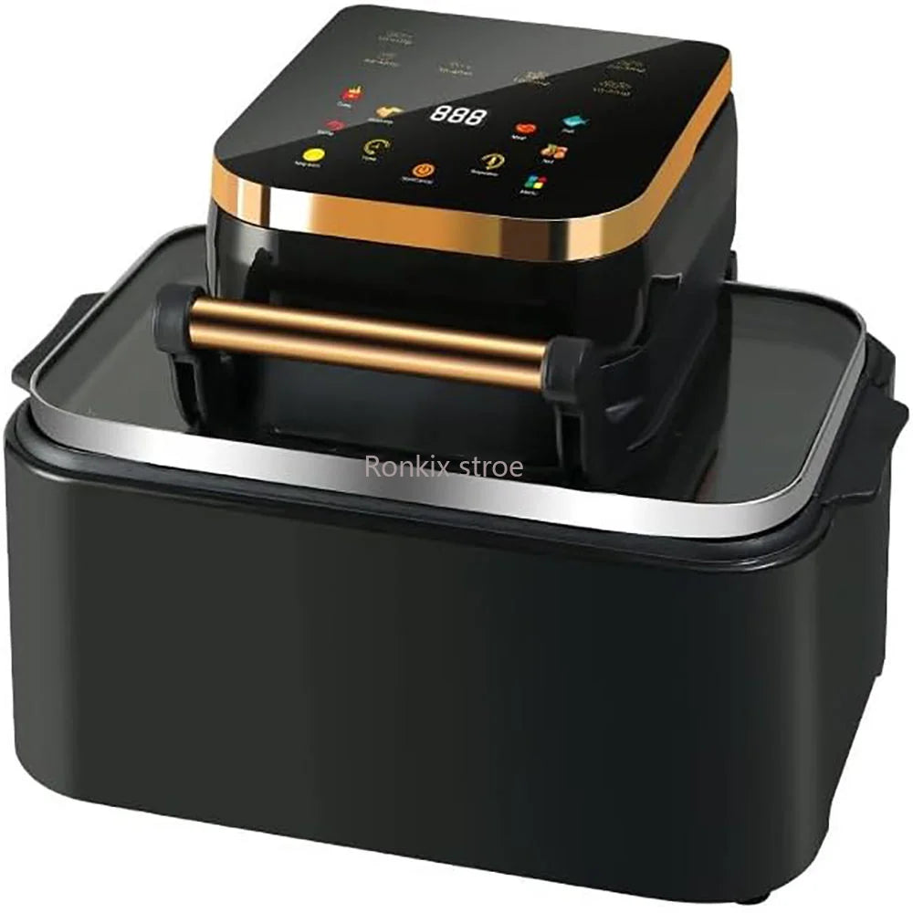OEM Stainless Steel Square Intelligent Air-Fusion Air Fryer 8.1-10L Digital Control Non-Stick Energy-Saving Class Energy