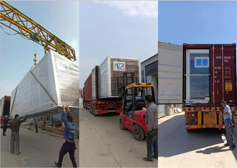 Modern 20ft Mobile Modular Prefab Container Homes Travel Trailer for Office Villa Use Tiny Houses with Sandwich Panel Wheels