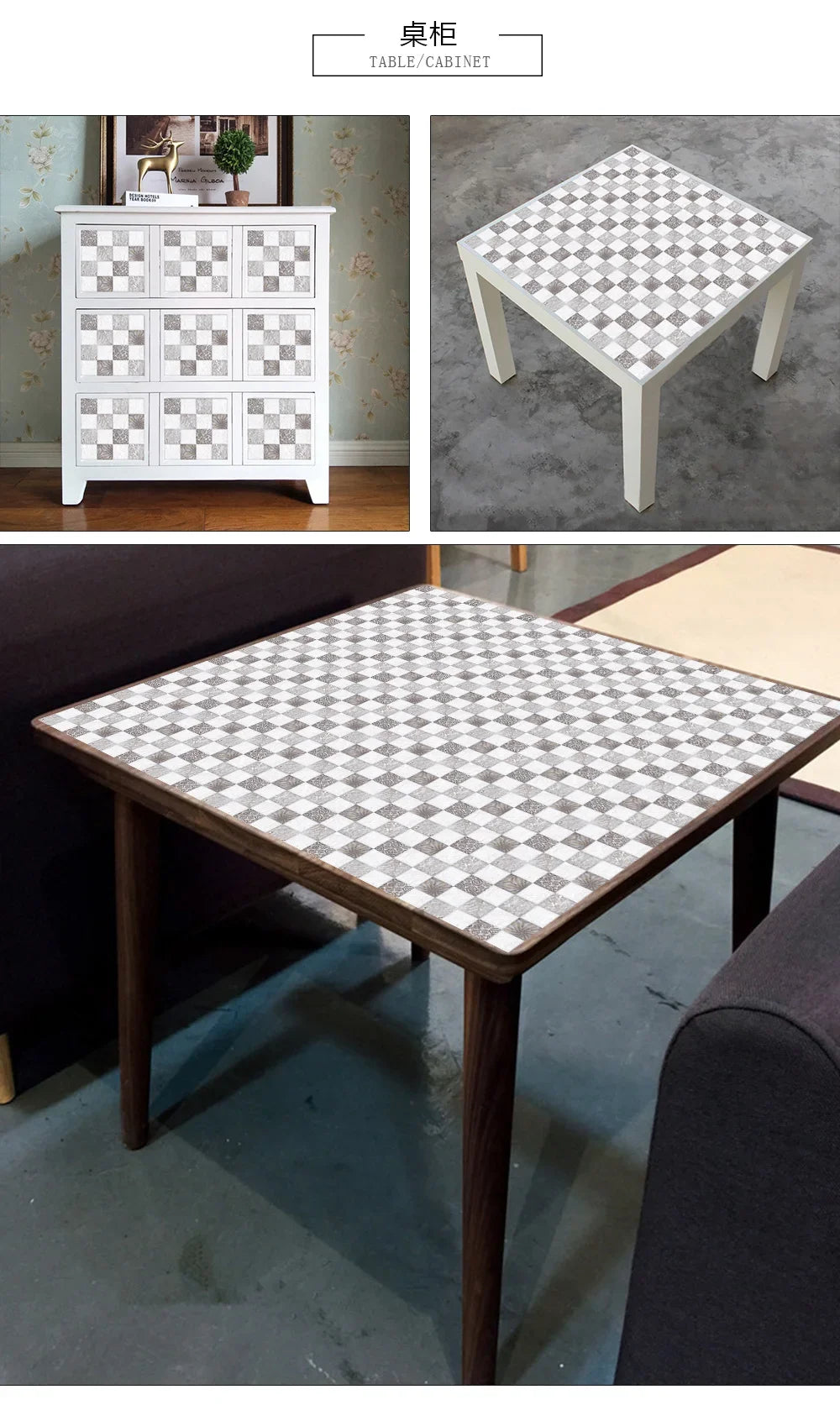 10pcs/set 10/15/20/30cm Flat Marble Mosaic Hard Tiles Wall Sticker Kitchen Bathroom Floor Diagonal Decor Wallpaper PVC Art Mural