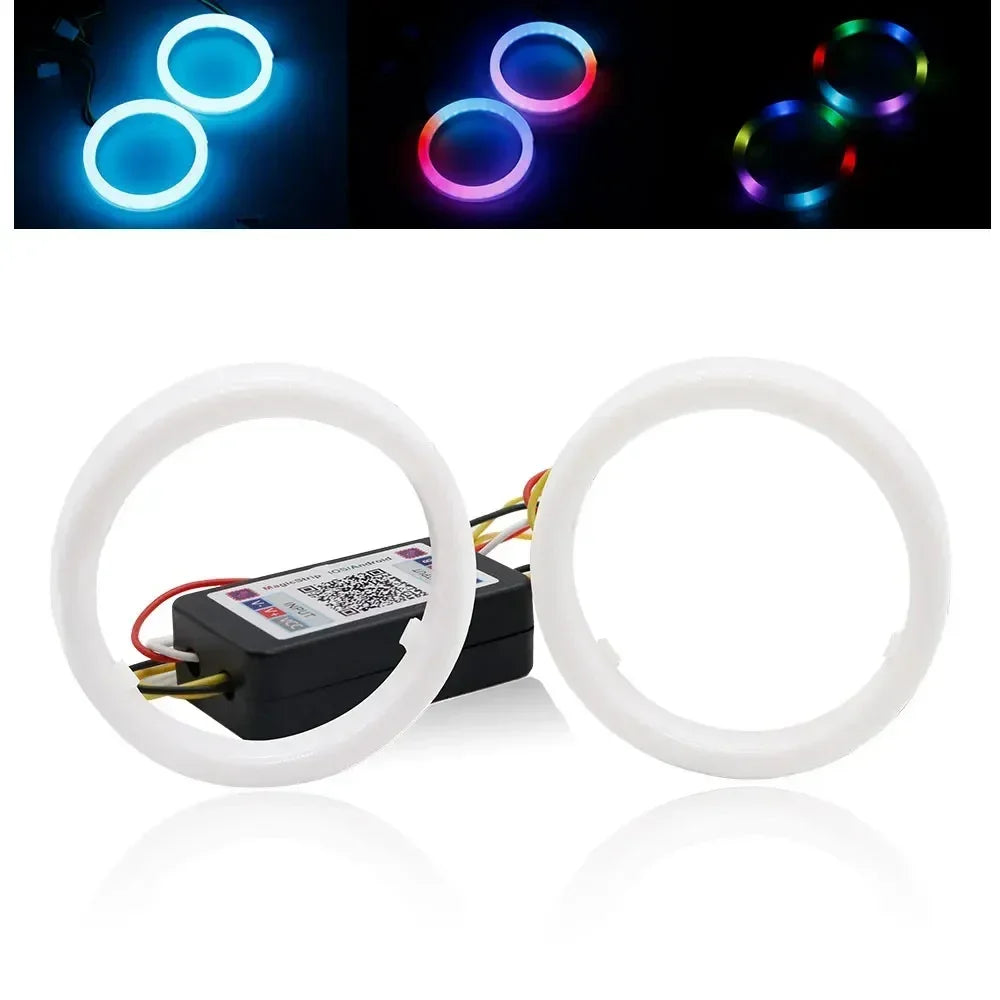 RGB LED Angel Eyes Halo Ring Light - Bluetooth APP Control 4PCS Kit Tidesmit