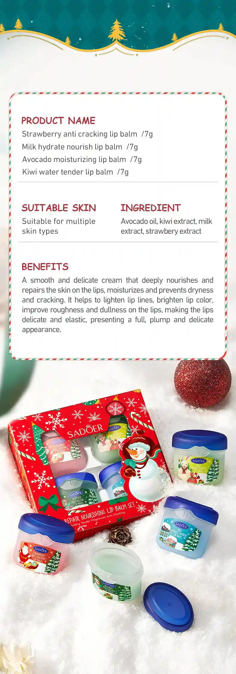 Moisturizing Lip Balm Set - Hydrating Lip Care Treatment 3-4pcs Lip Care Tidesmit