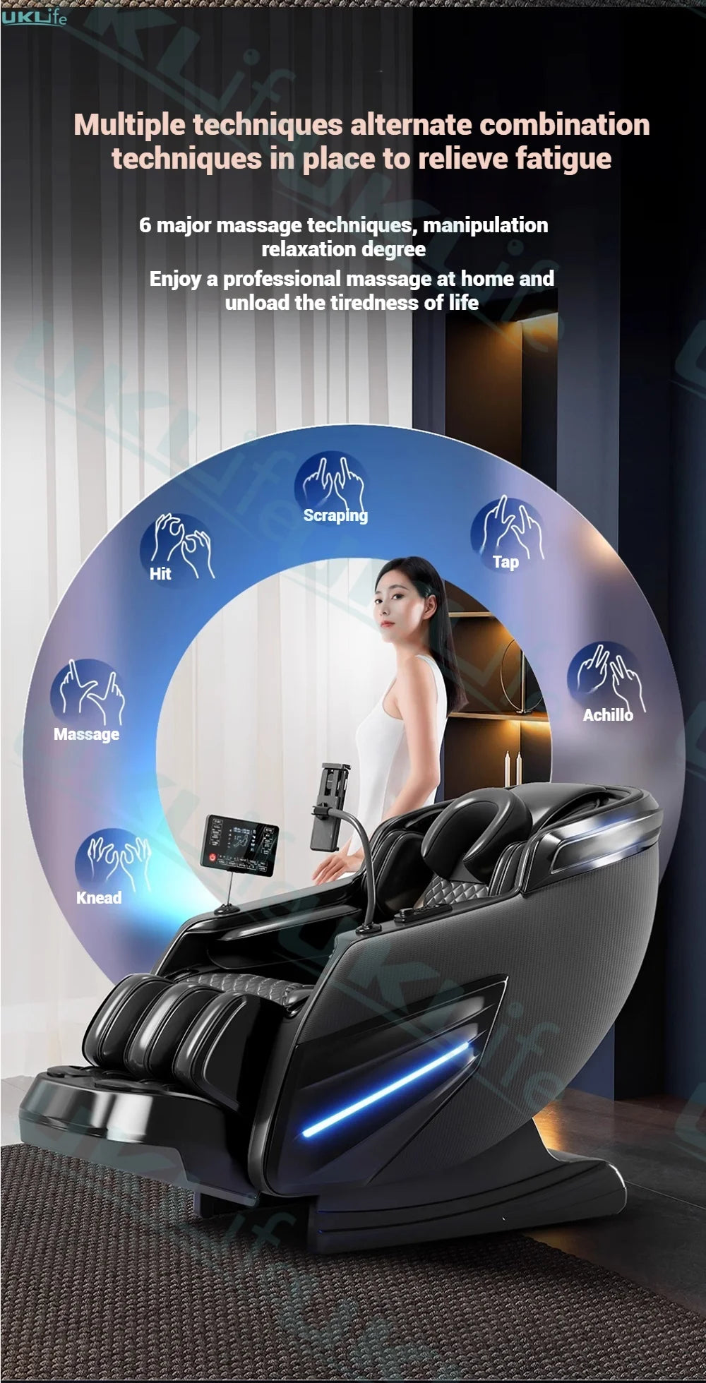 6D SL-Track Full Body Massage Chair - Deep Tissue Heat Therapy Body Shaping Massage Equipment Tidesmit