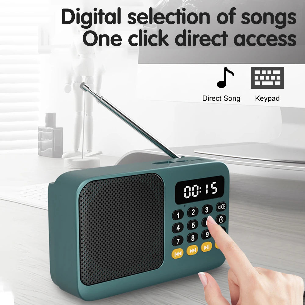 FM Radio Portable Speaker Bluetooth 5.0 with LED Light Support Recording TF Card USB Play Wireless Speaker Radio FM Receiver