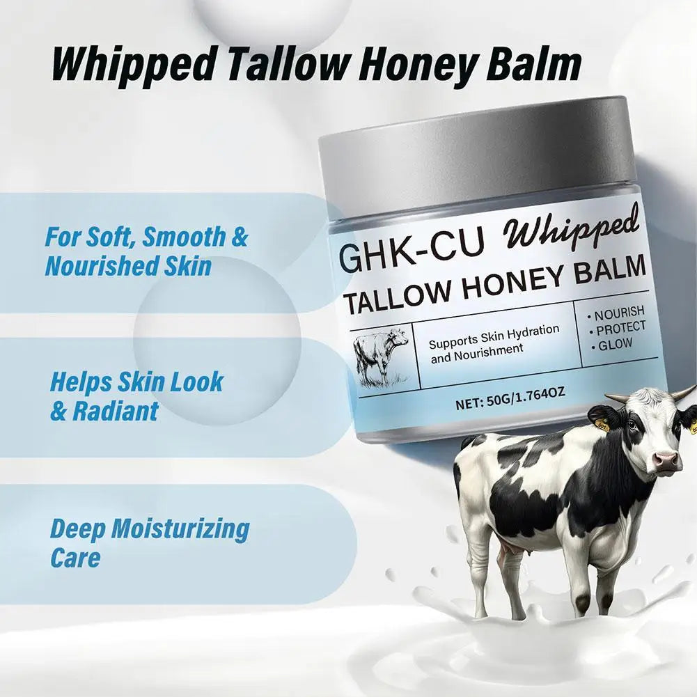 Copper Peptides GHK-Cu Beef Tallow Face Cream Blue Balm Manuka Honey Face and Body Moisturizer for Mature, Dry & Sensitive Skin