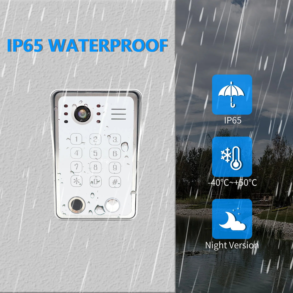 ANJIELO Fingerprint IC Card Password 3in1 Unlock Doorbell Video Intercom for Home 1080P 148° Wide View  4-wired System