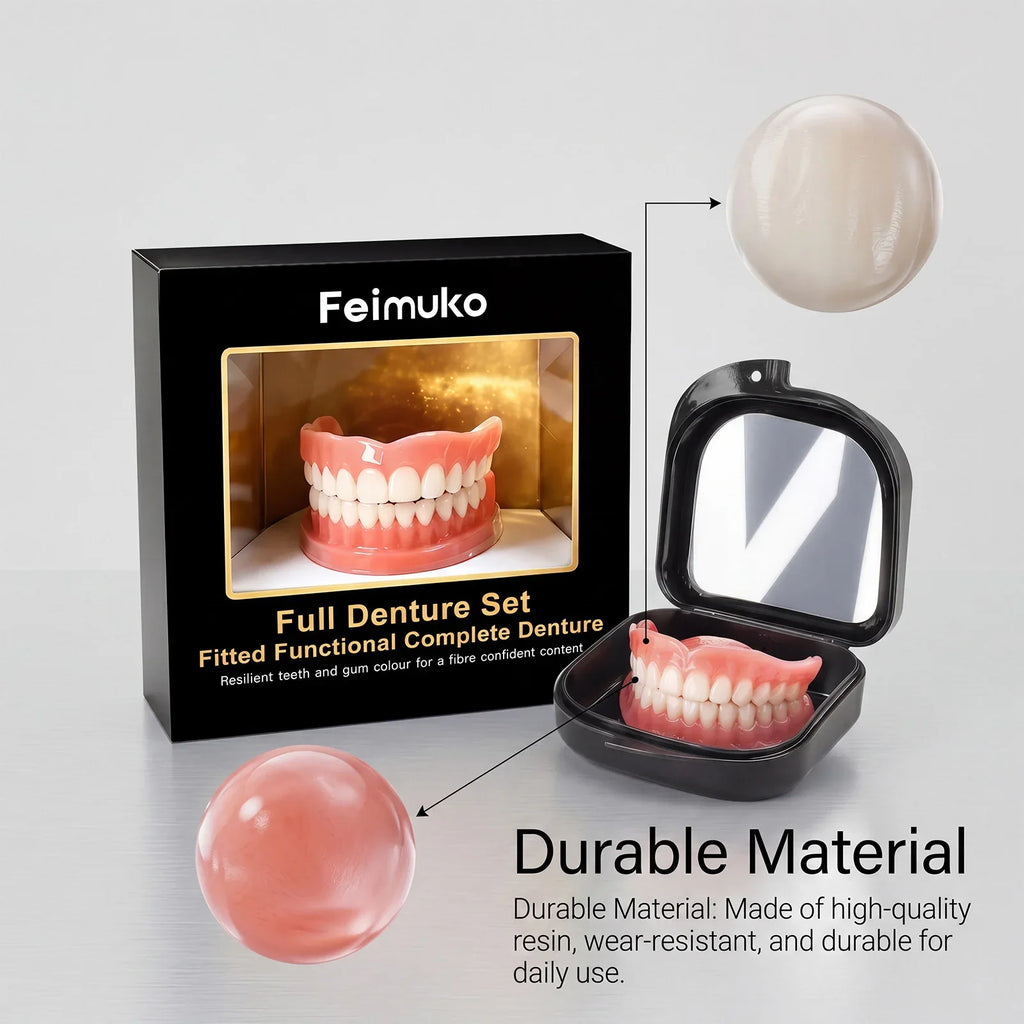 Full Set Dentures Fake Teeth Braces Comfort Fit Instant Confidence Smile Oral Care For Men Women Modify gaps between teeth/v3*
