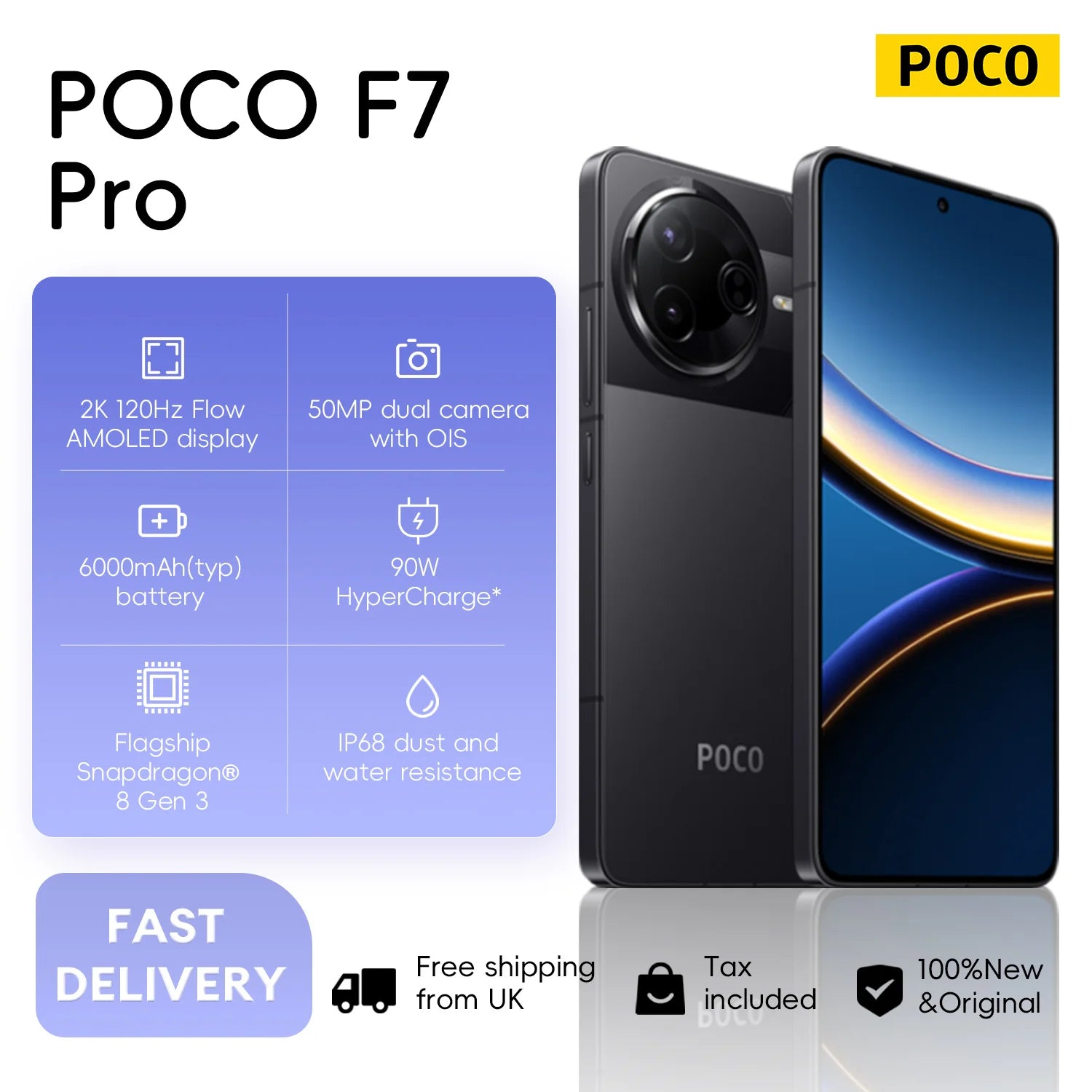 POCO F7 Pro 5G Smartphone 12GB 256GB - High Performance AMOLED AE Tidesmit