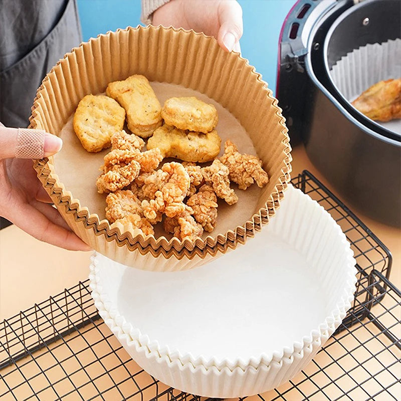 100/50/20PCS Air Fryer Paper Trays Airfryer Baking Paper Molds Square Round Oil-proof Air Fryer Disposable Cooking Paper Liner
