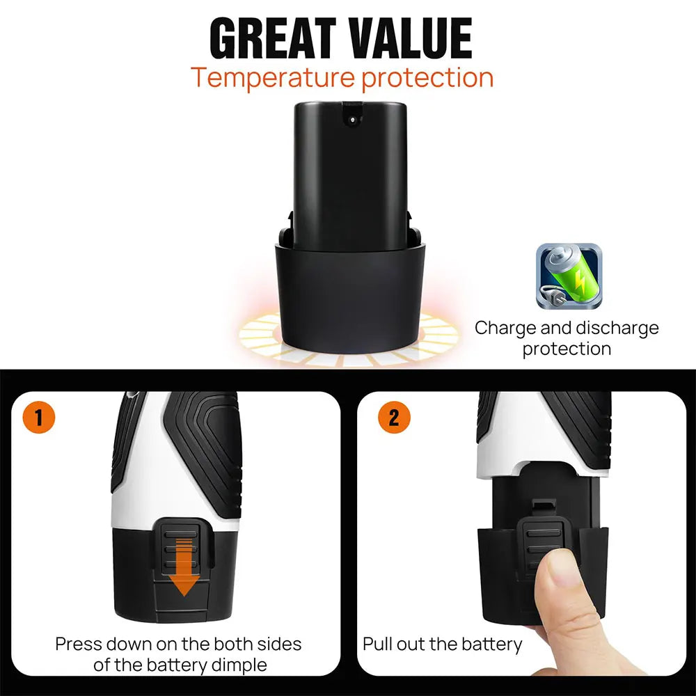 Podofo Cordless Drill Driver Kit with Battery 12V Multi-Function Electric Screwdriver Driver Tool Kit Home Repair DIY Power Tool