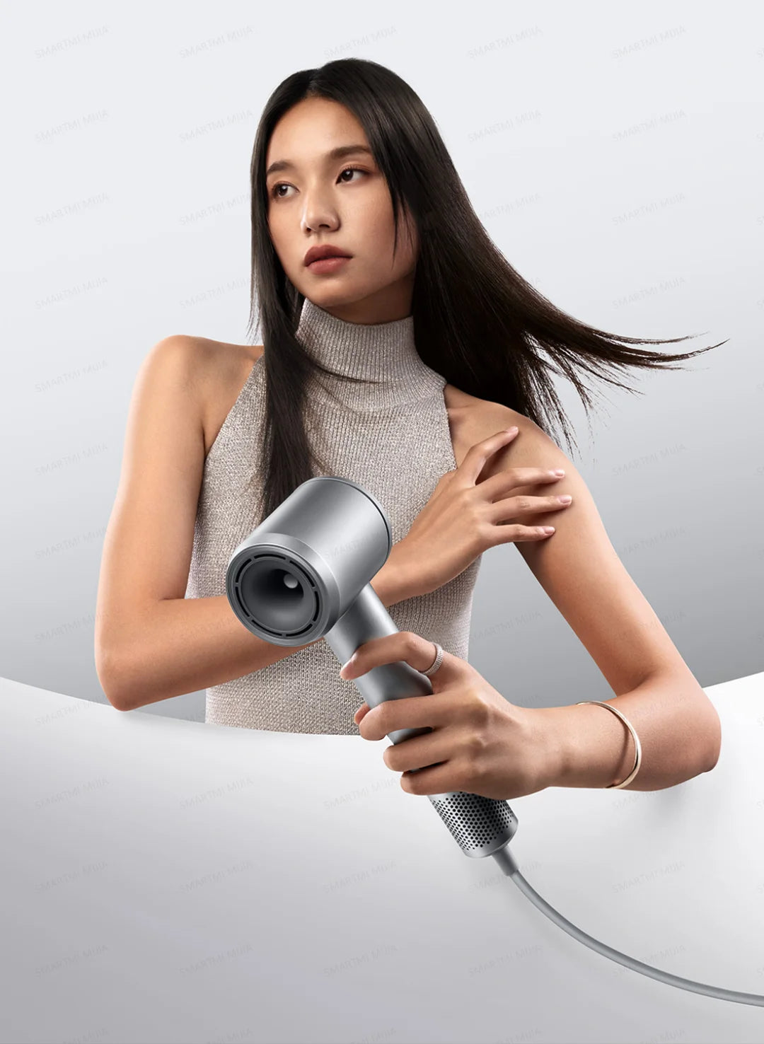 MIJIA High-Speed Hair Dryer Pro in silver, featuring a sleek design with magnetic styling nozzle for salon-quality hair.
