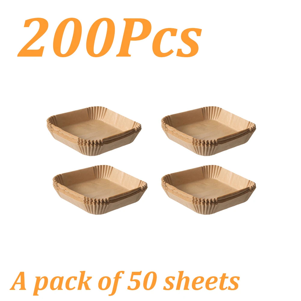 50-500Pcs Disposable Air Fryer Paper Oven Paper Nonstick Air Fryer Baking Paper Round Square Air Fryer Paper Kitchen Accessory