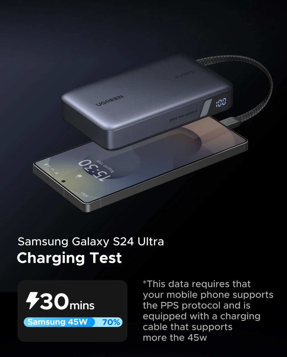 20000mAh Power Bank 67W Fast Charging Portable Charger with Built-in Cable Tidesmit