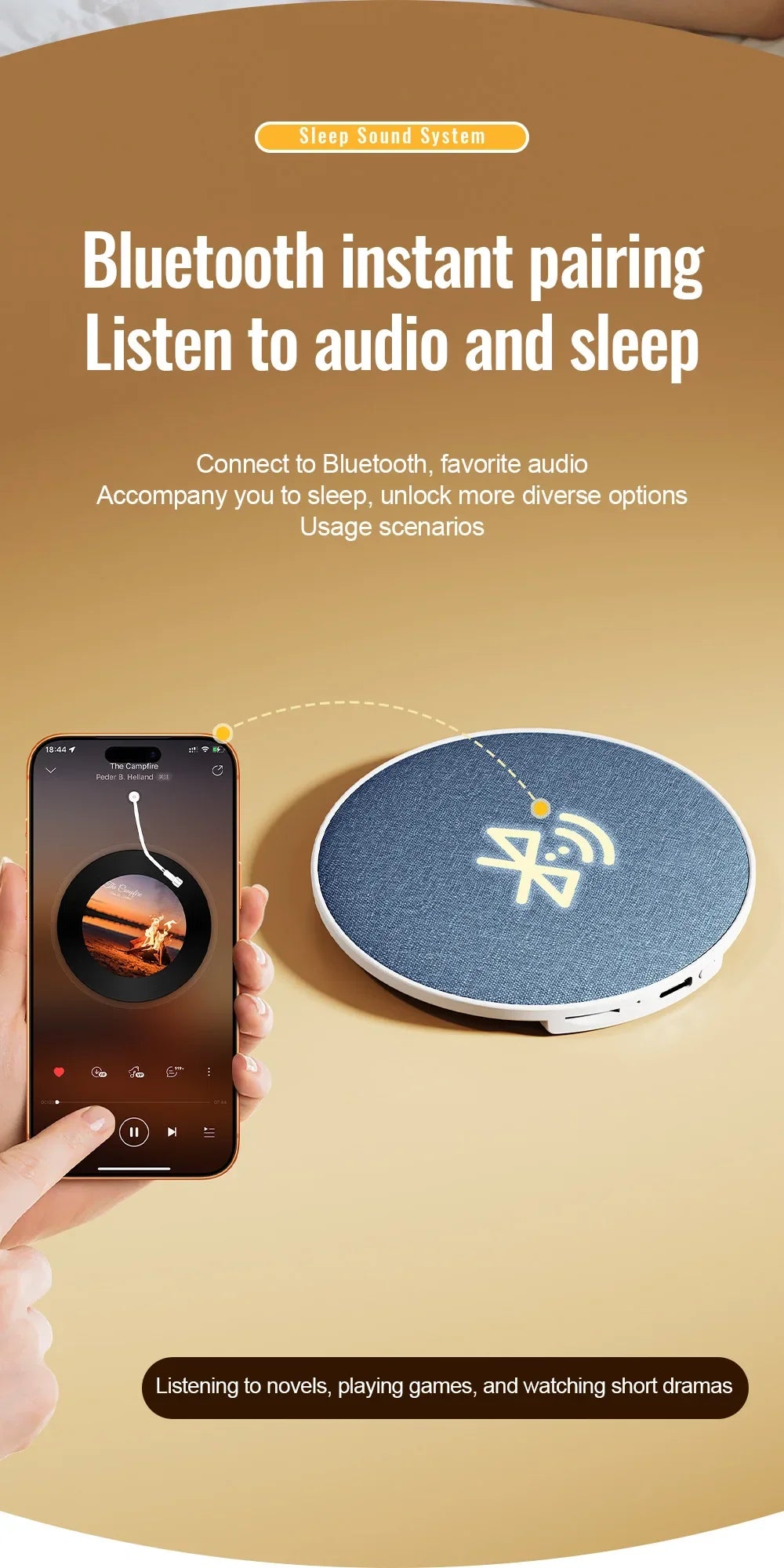 Bedside Sleep-enhancing Audio Ultrasonic Pillow-top Sleep Aid Speaker High Dynamic Sound Quality Bluetooth Speaker 2026 NEW