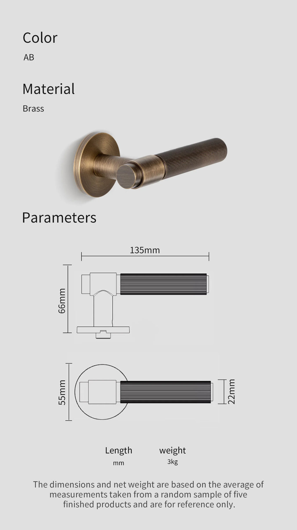 DOOROOM Brass Door Lock Set Modern Stripe Antique Bronze Interior Door Lock Decorative Lock Privacy Lock Passage Lock