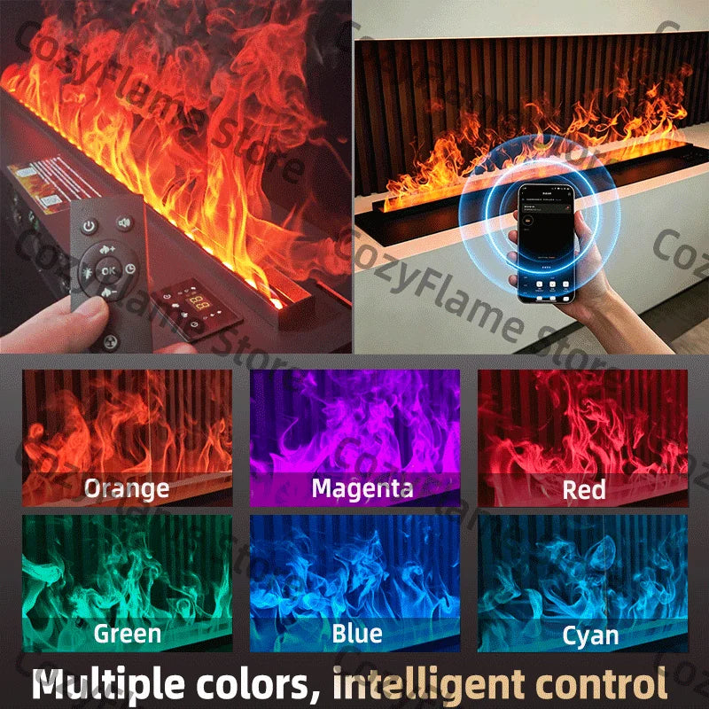 Water Steam Fireplace TV Decoration Indoor Fake Fire 3D LED Plug-in Modern Smart Electric Atomization APP Fireplace