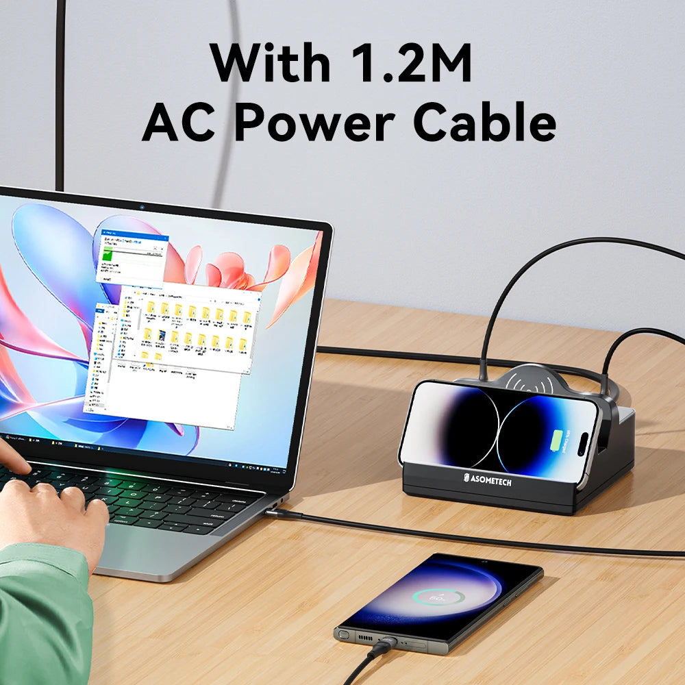 110W USB C Fast Charging Station PD QC3.0 PPS Type C Fast Charge Dual Wireless Charger For iPhone 14 13 Pro Max Samsung Xiaomi
