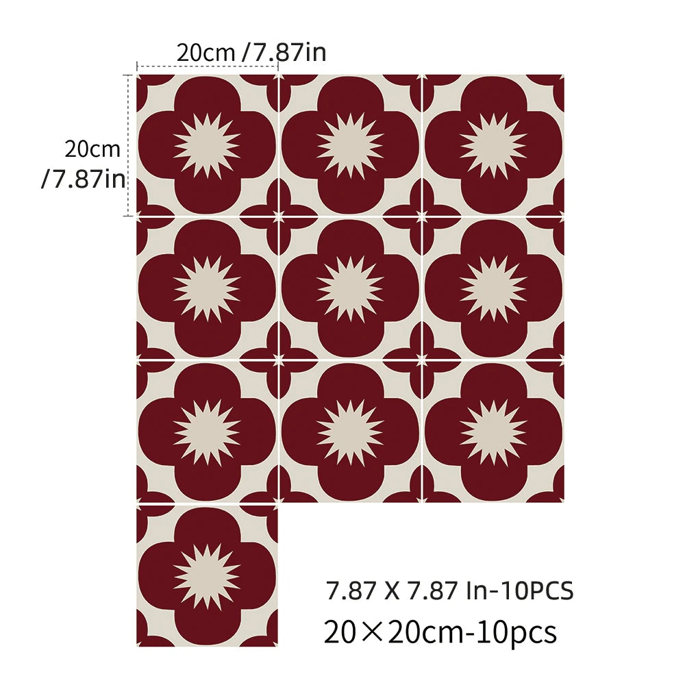 10Pcs Tile Stickers, Peel and Stick Self Adhesive Removable Moroccan Talavera Tiles Backsplash for Kitchen, Furniture Staircase