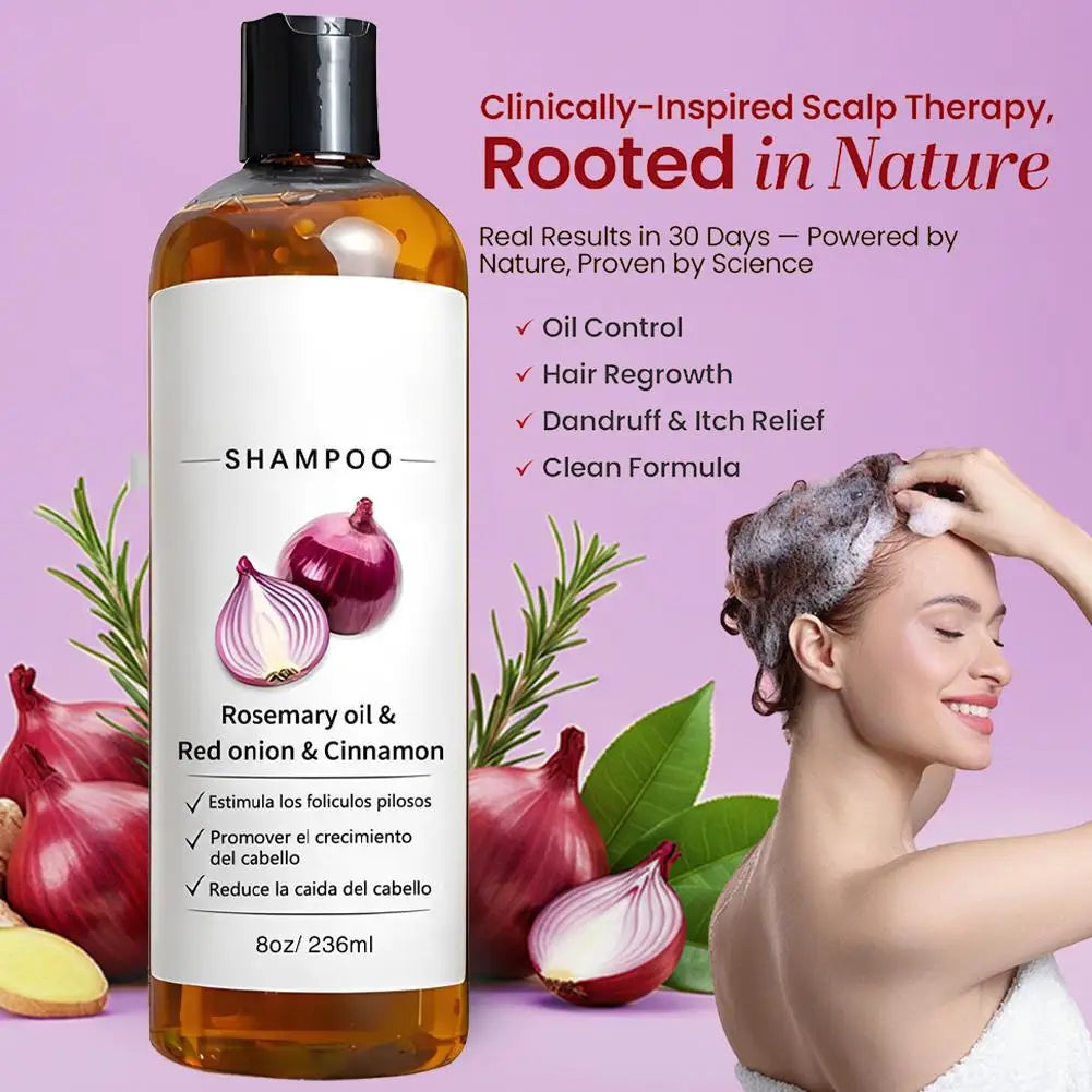236ML 1/2PCS Rosemary Red Onion Shampoo Anti Hair Loss Promote Thicker Stronger excalvo Shampoo Hair Product Hair Care