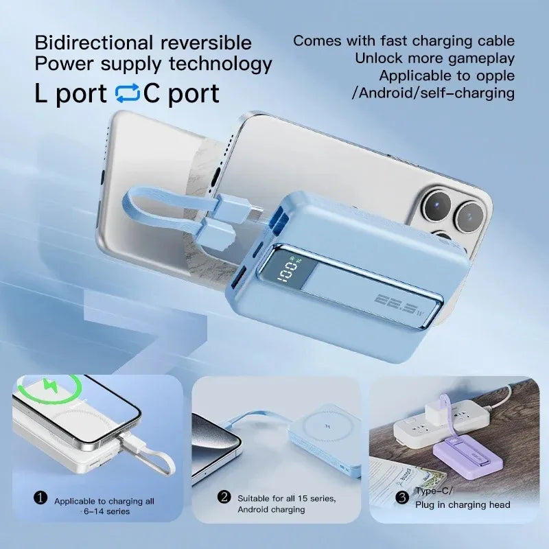 Magnetic Wireless Power Bank 10000mAh Fast Charger with Stand Tidesmit
