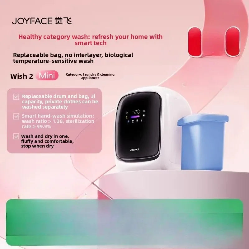Tidesmit JOYFACE 2Mini 220V portable washing machine and dryer, compact automatic underwear laundry appliance view 2
