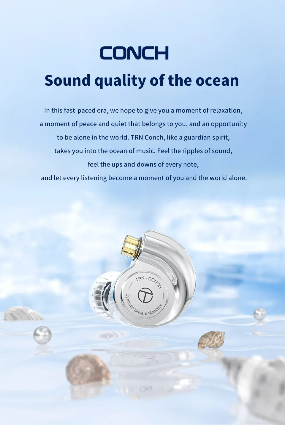 TRN Conch Earphone High-Performance DLC Diamond Diaphragm Dynamic in-Ear Monitors Music Monitors Tuning Wireless earbuds trn v80 Tidesmit